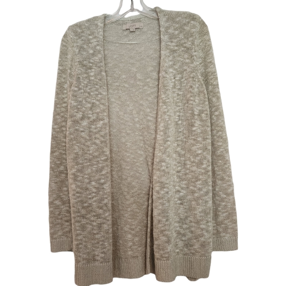 Loft cream open front cardigan sweater PetLg